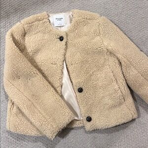 Abercrombie & Fitch Cream Faux Fur Jacket